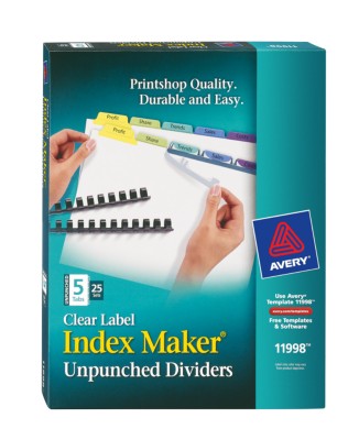 Index Maker Clear Label Unpunched Dividers with Contemporary Colors 11998