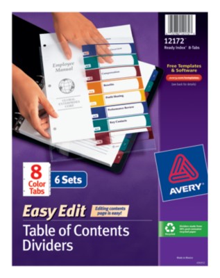 Ready Index Table of Contents Dividers 12172