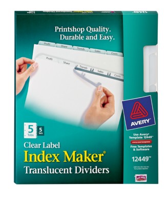 Index Maker Clear Label Translucent Dividers 12449