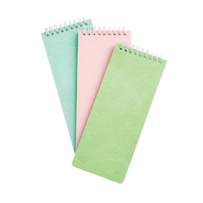 MSHO - Spiral Notebook, 3-1/2"x8-1/2", Textured Design, Assorted (Blue, Pink, Green) 14890