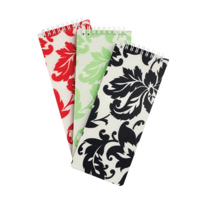 MSHO - Spiral Notebook, 3-1/2"x8-1/2", Damask Design, Assorted (Black, Green, Red) 14891