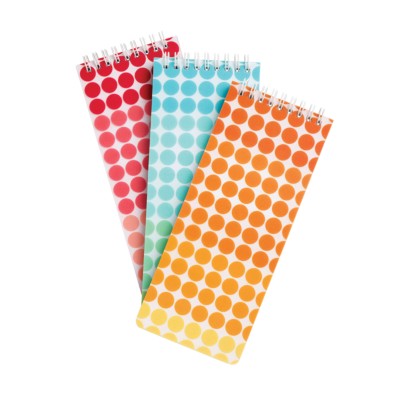 MSHO - Spiral Notebook, 3-1/2"x8-1/2", Geometric Design, Assorted (Blue, Red, Orange) 14892