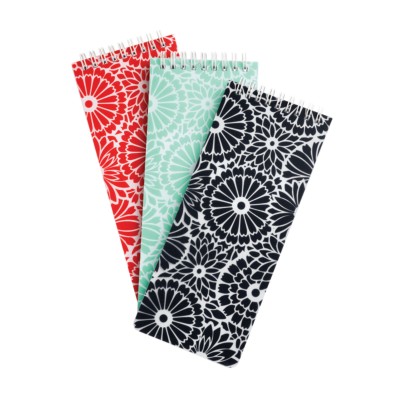 MSHO - Spiral Notebook, 3-1/2"x8-1/2", Floral Design, Assorted (Black, Red, Blue) 14893