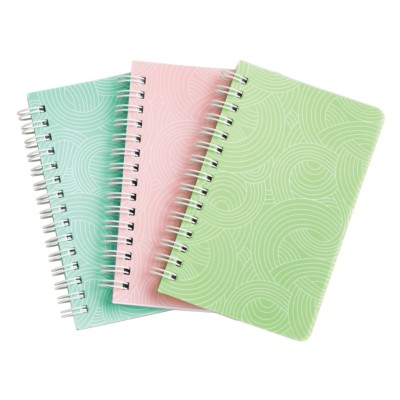 MSHO - Spiral Notebook, 3-1/2"x5-1/2", Textured Design, Assorted (Blue, Pink, Green) 14894