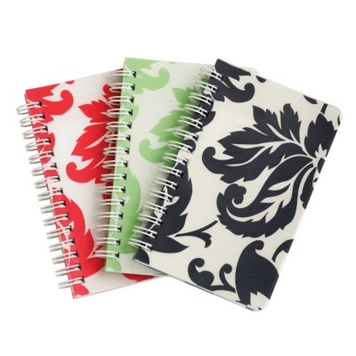 MSHO - Spiral Notebook, 3-1/2"x5-1/2", Damask Design, Assorted (Black, Green, Red) 14895