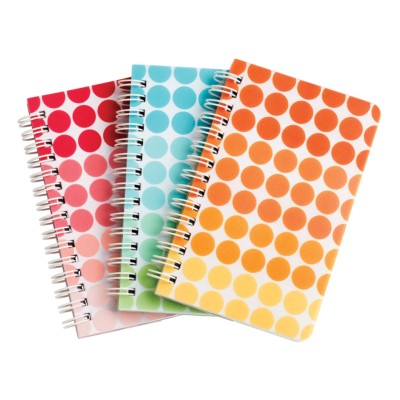 MSHO - Spiral Notebook, 3-1/2"x5-1/2", Geometric Design, Assorted (Blue, Red, Orange) 14896
