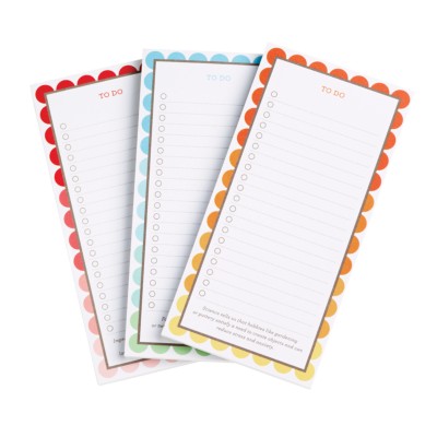 MSHO - To Do Note Pad, 3-1/2"x7", Geometric Design, Assorted (Blue, Red, Orange) 14931