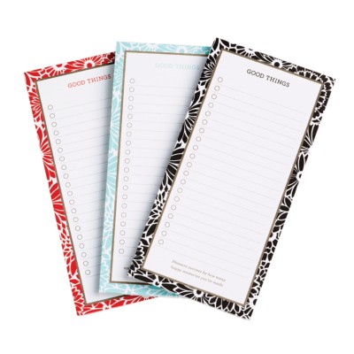 MSHO - Good Things Note Pad, 3-1/2"x7", Floral Design, Assorted (Black, Red, Blue) 14932