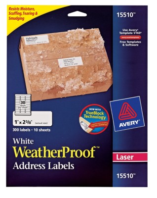Weather Proof TrueBlock Mailing Labels 15510