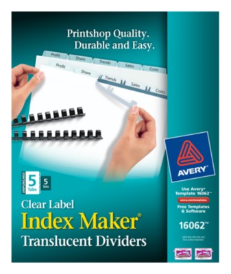 Index Maker Clear Label Translucent Unpunched Dividers 16062