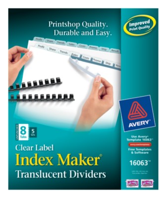 Index Maker Clear Label Translucent Unpunched Dividers 16063