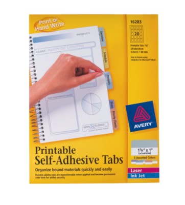 Printable Tabs, Self-Adhesive 16283
