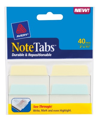 2x1.5 NoteTab Pastel Blue Pastel Yellow 40 Pack 16310