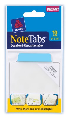 3x3.5 NoteTab Neon Blue 10 Pack 16327