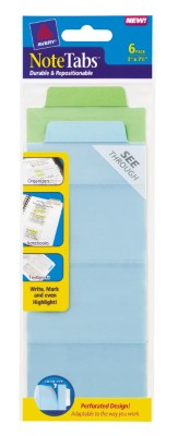 3x7.5 NoteTab Perforated Cool Assorted 6 Pack 16332