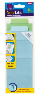 3x7.5 NoteTab Perforated Cool Assorted 12 Pack 16336