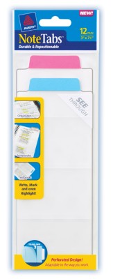 3x7.5 NoteTab Perforated Neon Assorted 12 Pack 16337
