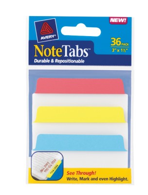 3x1.5 NoteTab Primary Assorted 36 Pack 16376