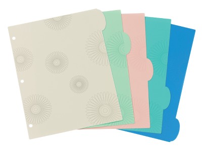 Studio Collection Plastic Write On Tab Dividers with Flowers Design, 5 Tab 17174