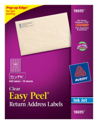 Easy Peel Clear Return Address Labels 18695