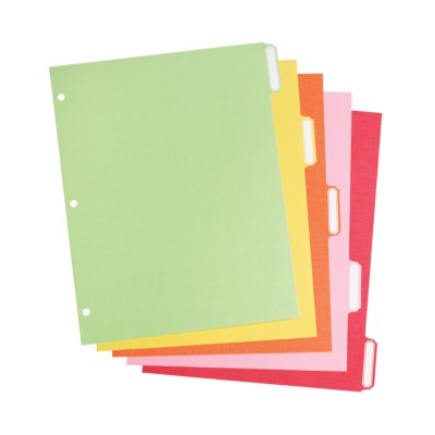 MSHO Standard Size 5Tab Paper Write on Tabbed Dividers with Classic Tab.Bright multi colored tabs. 21121