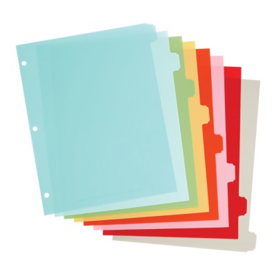 MSHO 8-Tab Plastic Write-On Dividers, Multi-Color, Classic Tab Shape 21125