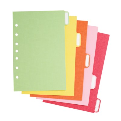 MSHO Mini 5.5" X 8.5" 5-Tab Paper Dividers, Classic Tab Shape, Assorted Bright, Multi-Colored Tabs. 21127