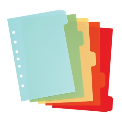 MSHO Mini 5.5" X 8.5" 5-Tab Plastic Write-On Dividers, Bright Multi-Colors, Classic Tab Shape 21128