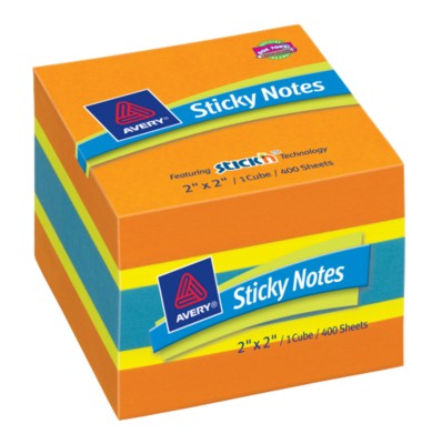 Sticky Notes 2"x2", Cube, Bright Colors, 400 Sheets 22547