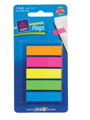 Flags 1/2", Bright Colors, 5-Pack, 20 Flags/Pad 22550