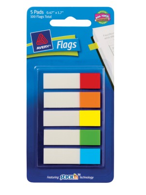 Flags 1/2", Standard Colors, 5-Pack, 20 Flags/Pad 22569