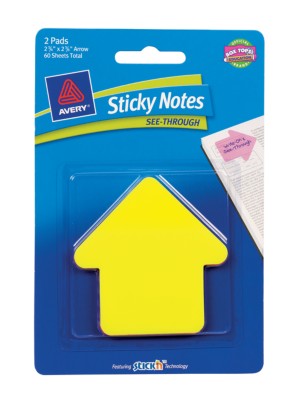 Sticky Notes, See-Through Notes, 2-3/4"x2-3/4", 2-Pack, Yellow & Magenta, 30 sheets/pad 22590