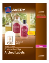 Avery Print-to-the-Edge Textured White Arched Labels for Laser Printers 22809