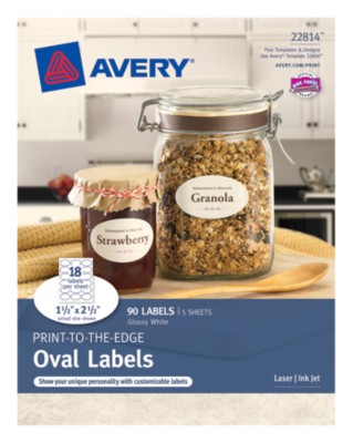 Business Builder Glossy White Labels, Oval 1-1/2x2-1/2, 18 up 22814