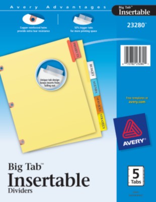 WorkSaver Big Tab Insertable Tab Dividers-Copper Reinforced 23280