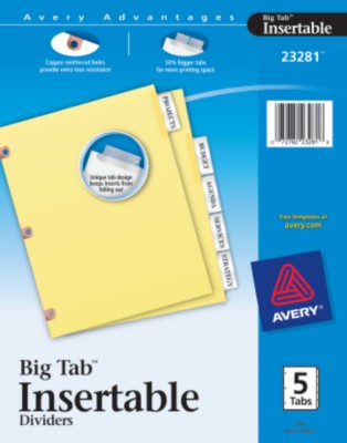 WorkSaver Big Tab Insertable Tab Dividers-Copper Reinforced 23281