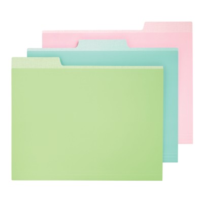 MSHO, 6 FILE FOLDERS, ASSORTED COLORS-GREEN, BLUE, PINK, 9.5"X11.5" 24517