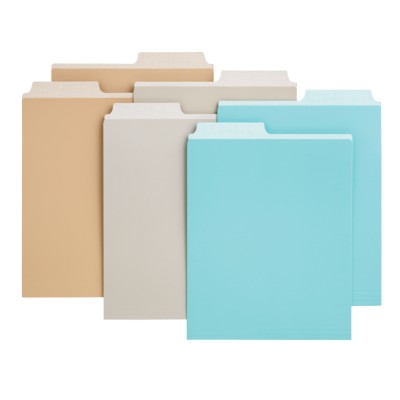 MSHO, 6 VERTICAL FILE FOLDERS ASSORTED COLOR-PINK, LIGHT BLUE, CAPPUCCINO, 9" x 12" 24522
