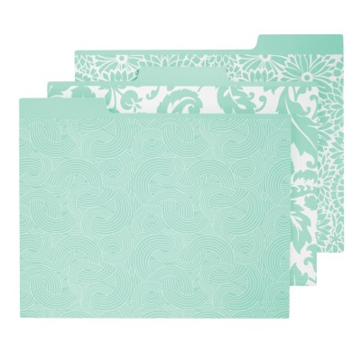 MSHO 6 File Folders, Assorted Patterns-Wave, Damask, Astor, 9.5"x11.5" 24530