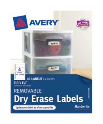 AveryÂ® Dry Erase Eclectic Collection, Medium Rectangle 4-up, 4 sheets 40163