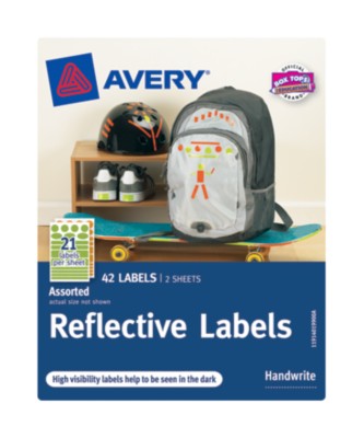 AveryÂ® Reflective Labels, Assorted Shapes, 30-up, 2 sheets 40199