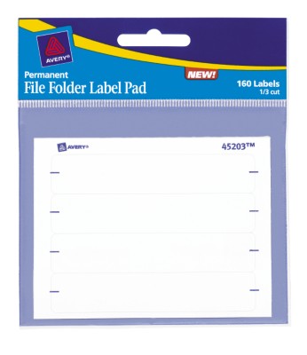 White File Folder 4-Up Label Pad 45203