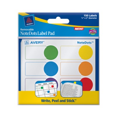Removable NoteDots Label Pad, 6-Up Assorted Colors 45285