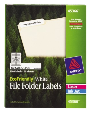 EcoFriendly White Permanent Filing Folder Labels 45366