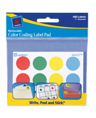 Assorted Color Coding Classic Label Pad, 3/4" - 480 count 45472