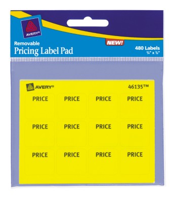 Yellow Price Label Pad, 3/4" X 7/8" 46135