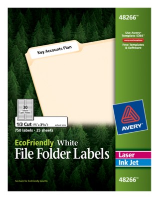 EcoFriendly White File Folder Labels 48266