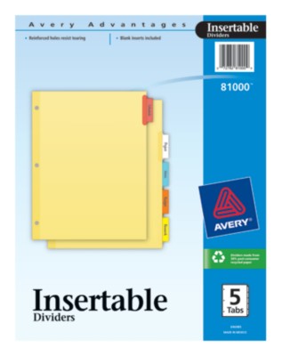Mass Market Standard Insertable Dividers with Buff Paper 81000