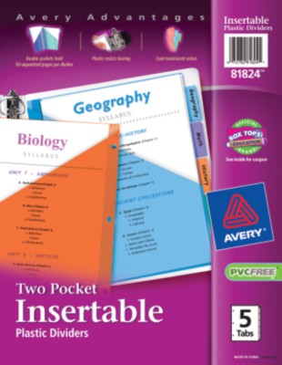 Two Pocket Insertable Plastic Dividers 81824