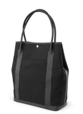 MSHO Laptop Tote, 100% Cotton with PVC Trim, Large Vertical Rectangle, 14"x16.5"x6", Black Canvas 2742